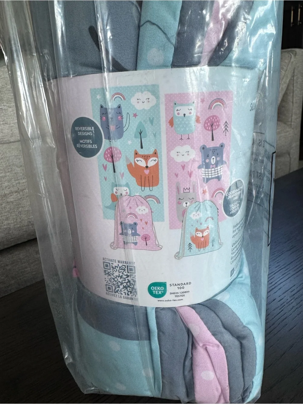 BRAND NEW Children's Cute Animal Sleeping Bag - Reversible Pink & Light Blue
